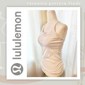 NWOT Lululemon White Ribbed Power Y Racerback Tank with Built-In Shelf Bra